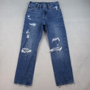 Levis Premium 501 Original Fit Distressed Jeans Blue Denim W26 L30 A1959-0010